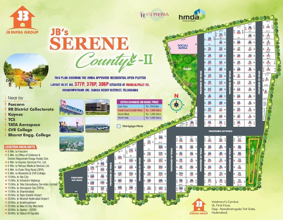 plot for sale in JBs Serene County Kongara Kalan, Hyderabad