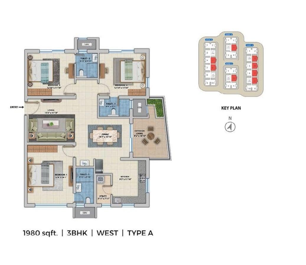ASBL Spectra 3 Bedroom 1980 Sq.Ft. Apartment in Financial District Hyderabad