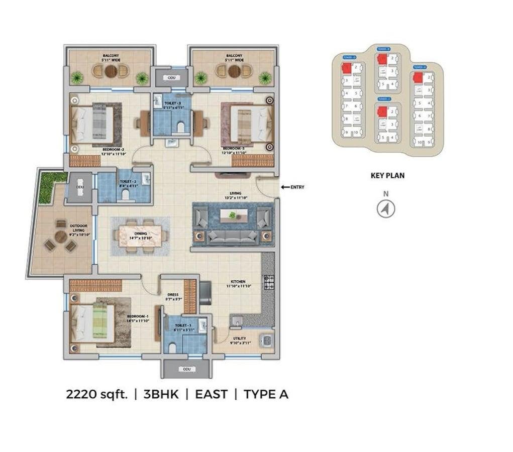 ASBL Spectra 3 Bedroom 1980 Sq.Ft. Apartment in Financial District Hyderabad