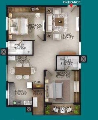 2 Bedroom 1416 Sq.Ft. Apartment in Gandipet Hyderabad
