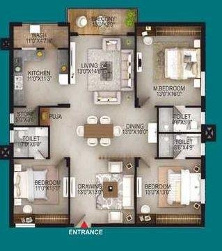 2 Bedroom 1416 Sq.Ft. Apartment in Gandipet Hyderabad