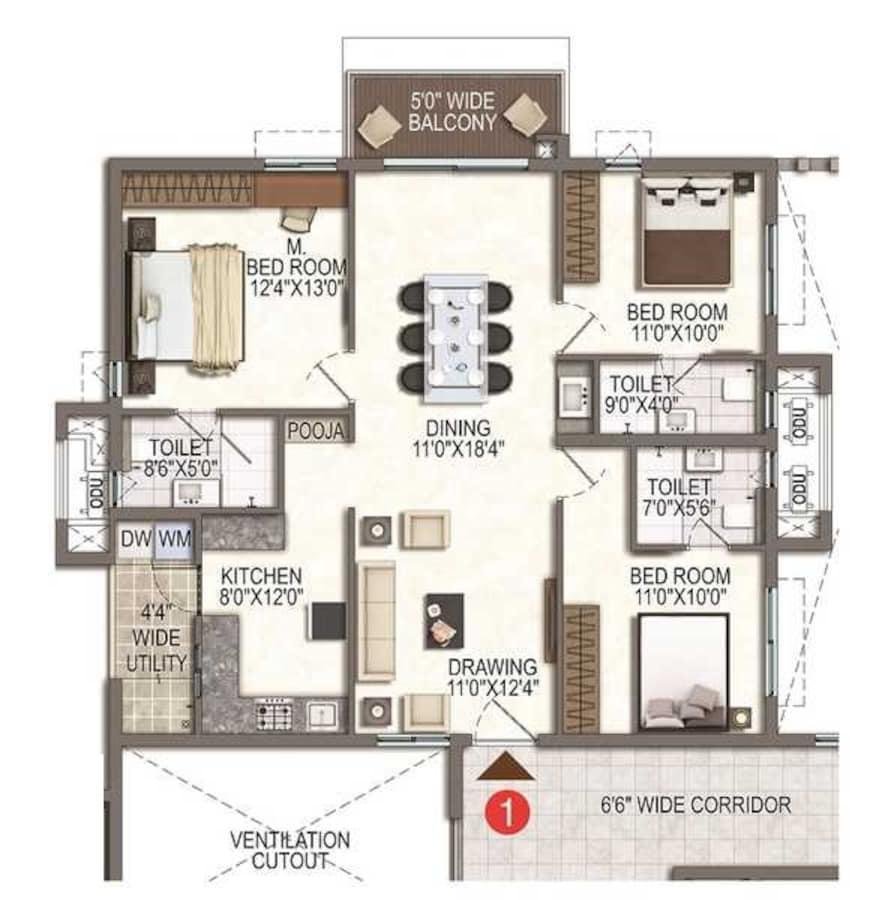 RNP 1 6 Bedroom 2160 Sq.Ft. Apartment in Kondapur Hyderabad
