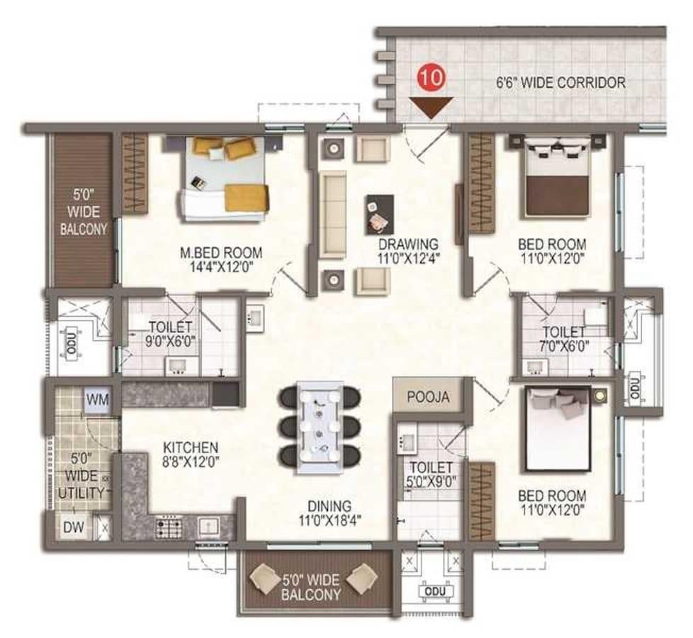 RNP 1 6 Bedroom 2160 Sq.Ft. Apartment in Kondapur Hyderabad